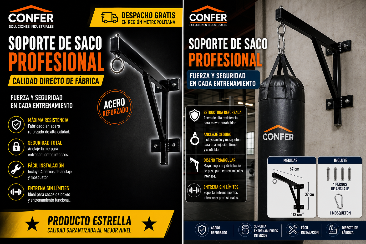 Soporte Saco de Boxeo Acero Alta Calidad